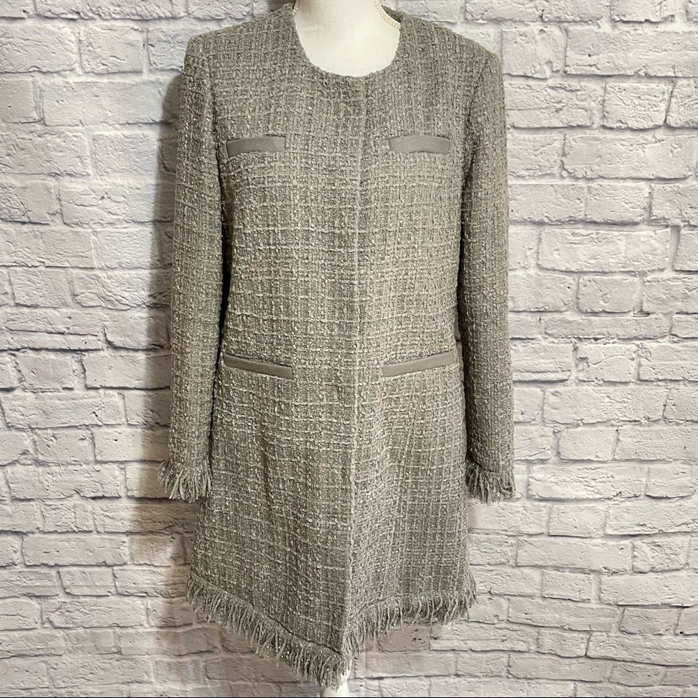 Vertigo Paris Tweed Blazer Long Grey Coat